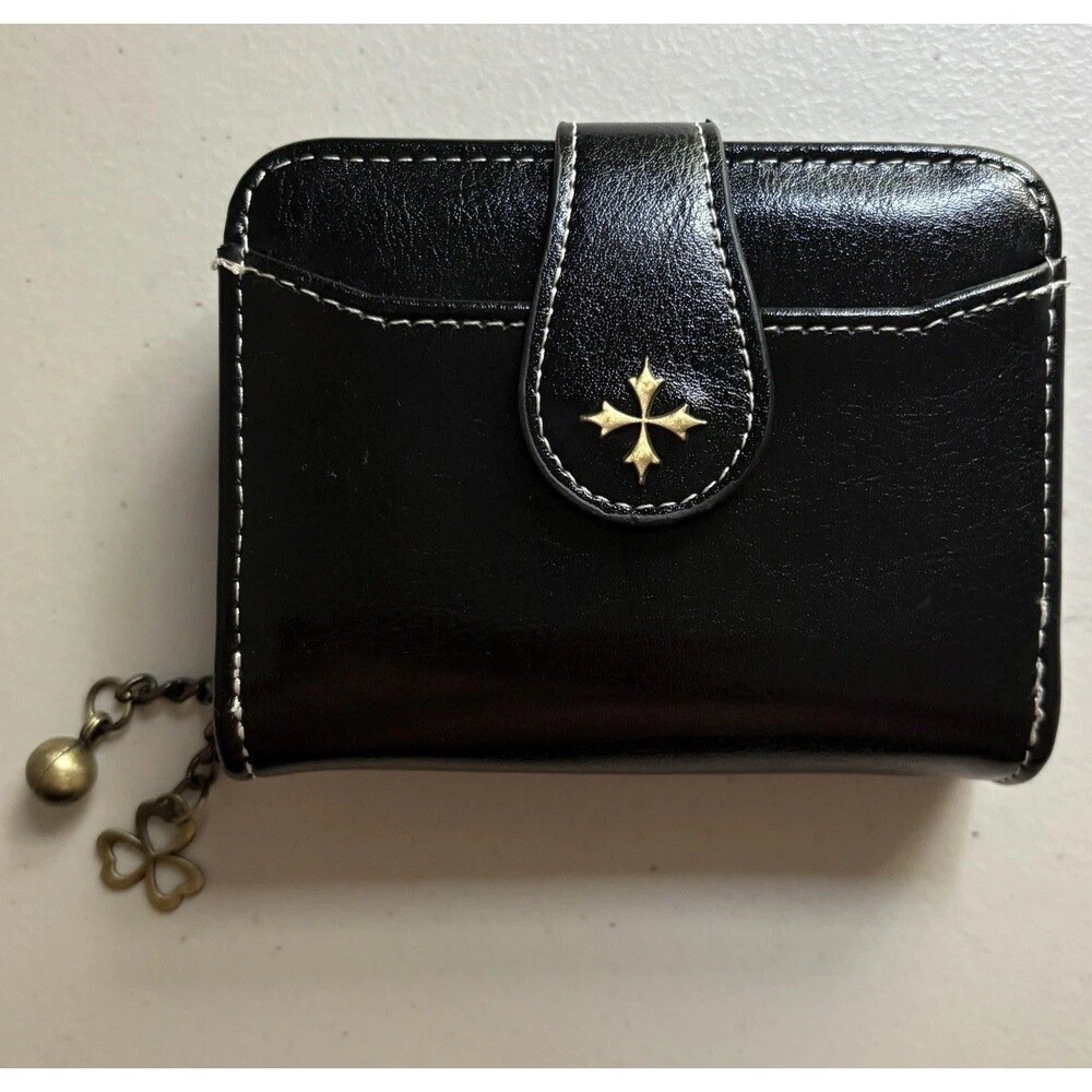 Womens Wallet Black Zip Around Card Holder Whimsigoth Steampunk Cross Biker Punk